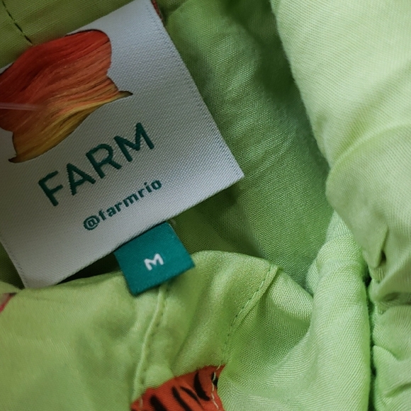 Farm Rio Lime Green Psychedelic Mushroom Midi Dress Size Medium Boho Festival - Picture 6 of 11